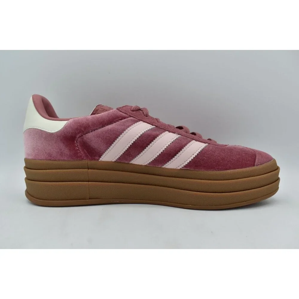 Adidas‎ Womens Size 10.5 Gazelle Bold Gum Velvet Pink Platform Casual Sneakers